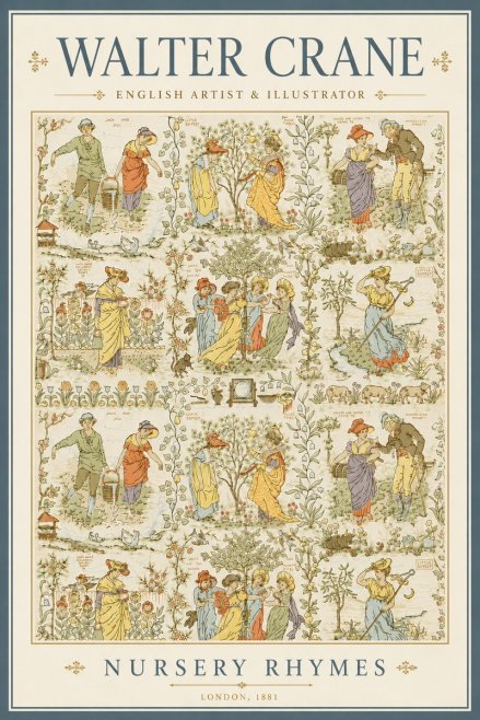 Walter Crane Nursery Rhymes No5 - Juliste