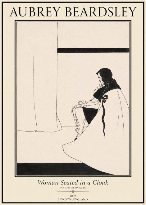 Aubrey Beardsley Woman Seated in a Cloak No1 - Juliste