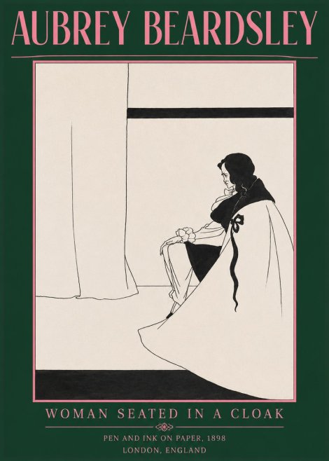 Aubrey Beardsley Woman Seated in a Cloak No2 - Juliste