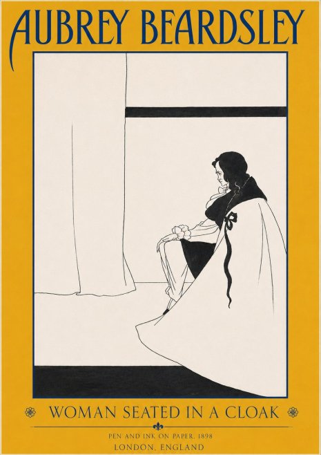 Aubrey Beardsley Woman Seated in a Cloak No3 - Juliste