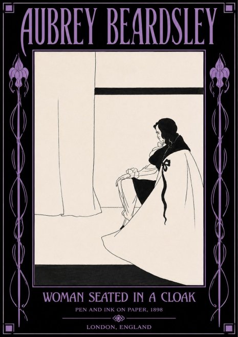 Aubrey Beardsley Woman Seated in a Cloak No4 - Juliste