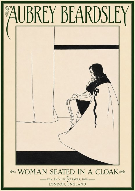 Aubrey Beardsley Woman Seated in a Cloak No6 - Juliste