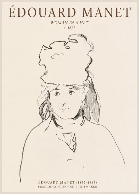 Édouard Manet Woman in a Hat No1 - Juliste