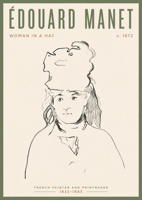 Édouard Manet Woman in a Hat No4 - Juliste