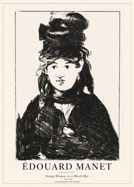 Édouard Manet Young Woman in a Black Hat II No1 - Juliste