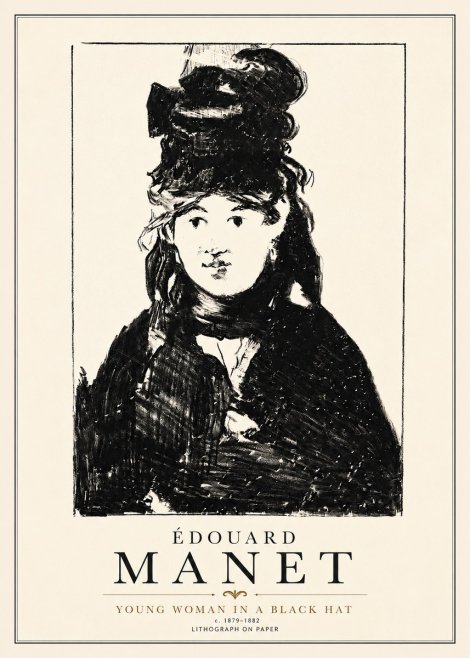 Édouard Manet Young Woman in a Black Hat II No4 - Juliste