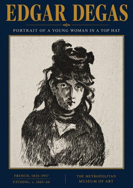 Edgar Degas Portrait of a Young Woman in a Top Hat No3 - Juliste