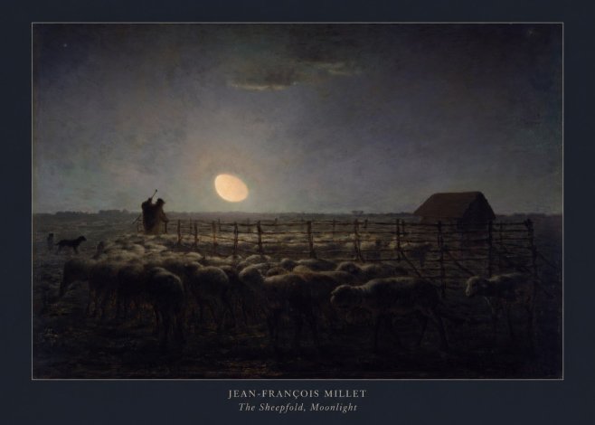 Jean-François Millet The Sheepfold, Moonlight No5 - Juliste