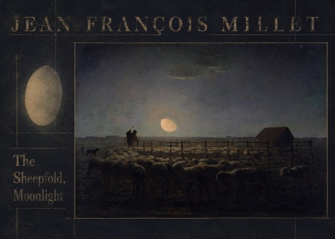Jean-François Millet The Sheepfold, Moonlight No6 - Juliste
