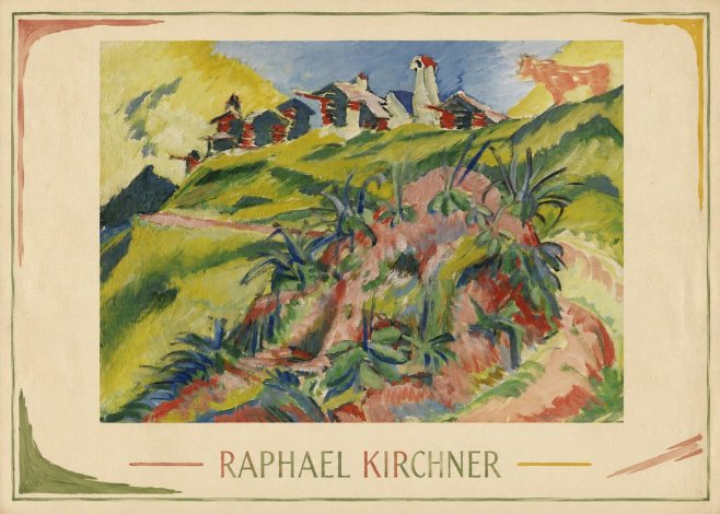 Raphael Kirchner Hillside Dwellings with Alpine Cow No2 - Juliste