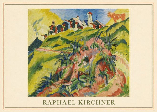 Raphael Kirchner Hillside Dwellings with Alpine Cow No4 - Juliste