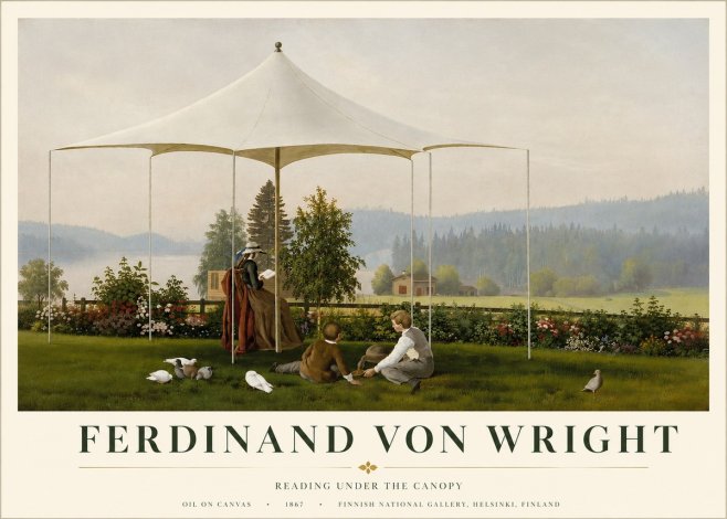 Ferdinand von Wright Reading Under the Canopy No3 - Juliste