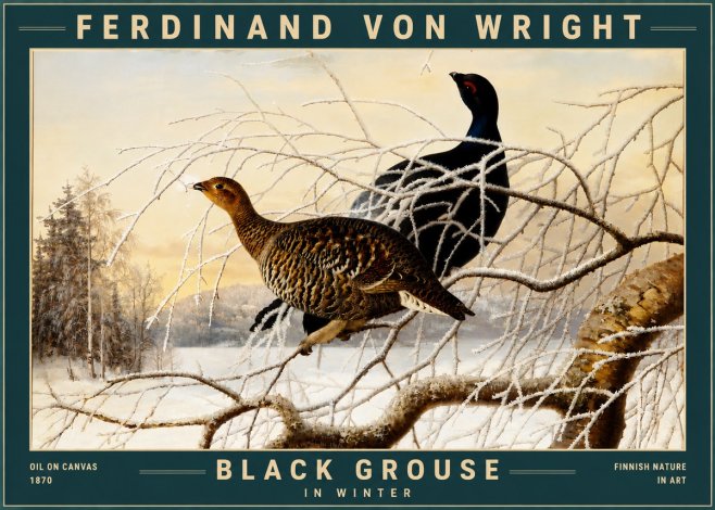 Ferdinand von Wright Black Grouse in Winter No4 - Juliste