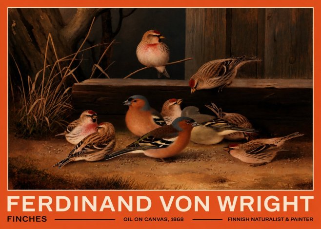 Ferdinand von Wright Finches No2 - Juliste