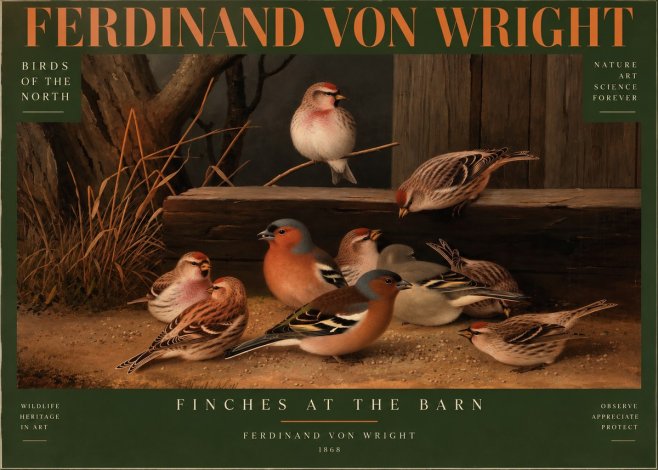 Ferdinand von Wright Finches No4 - Juliste