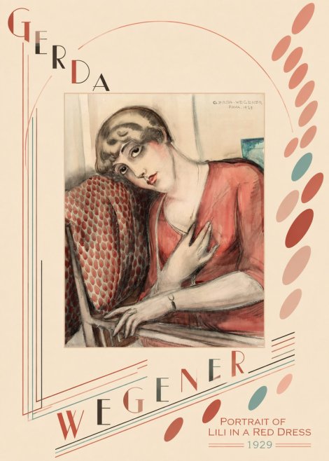 Gerda Wegener Portrait of Lili in a Red Dress No6 - Juliste