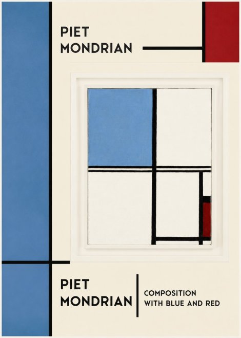 Piet Mondrian Composition with Blue and Red No6 - Juliste