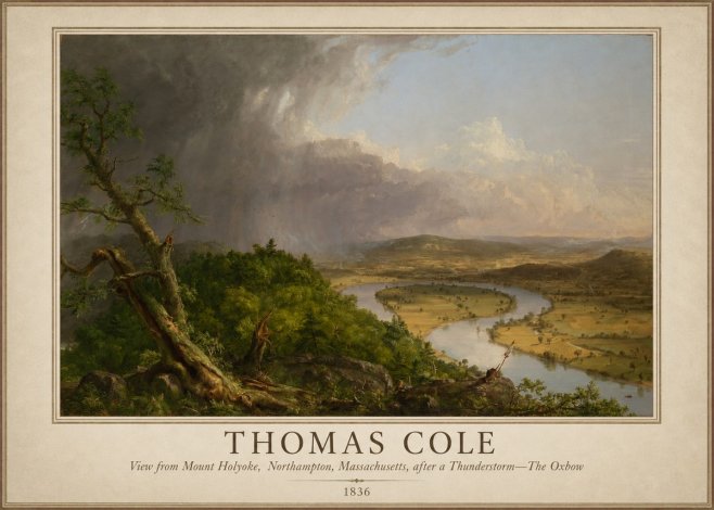 Thomas Cole View from Mount Holyoke, Northampton, Massachusetts, After a Thunderstorm—the Oxbow II No1 - Juliste