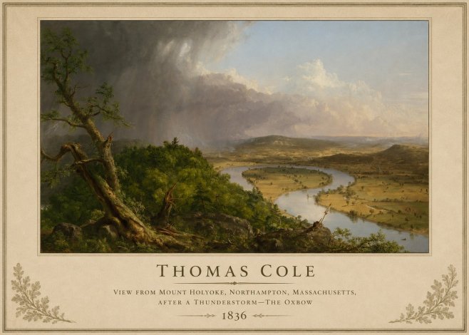 Thomas Cole View from Mount Holyoke, Northampton, Massachusetts, After a Thunderstorm—the Oxbow II No2 - Juliste