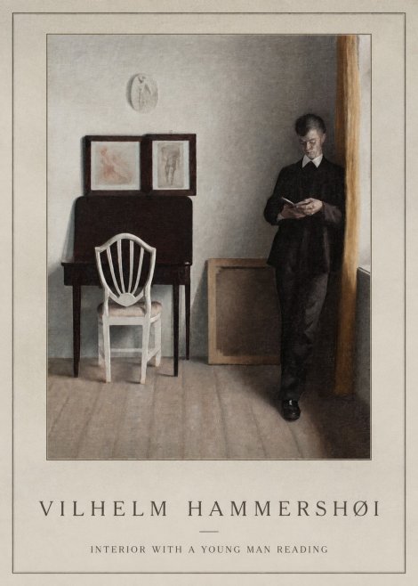 Vilhelm Hammershøi Interior with a Young Man Reading No1 - Juliste