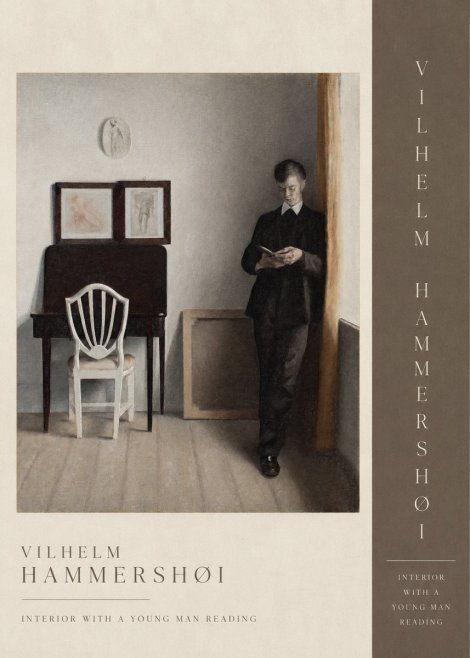 Vilhelm Hammershøi Interior with a Young Man Reading No2 - Juliste