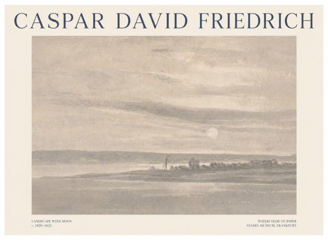 Caspar David Friedrich Landscape with Moon No1 - Juliste