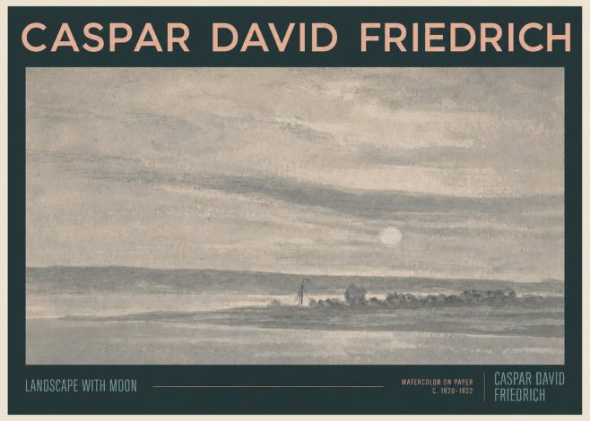Caspar David Friedrich Landscape with Moon No2 - Juliste