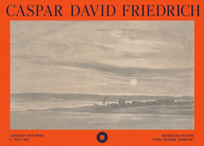 Caspar David Friedrich Landscape with Moon No4 - Juliste