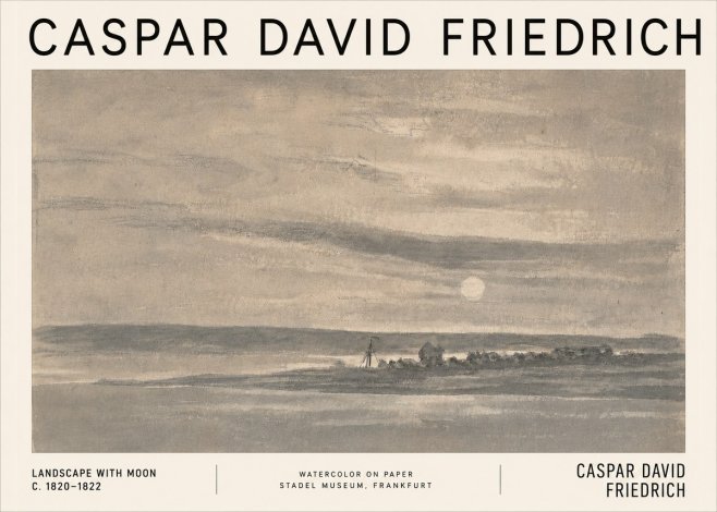 Caspar David Friedrich Landscape with Moon No5 - Juliste
