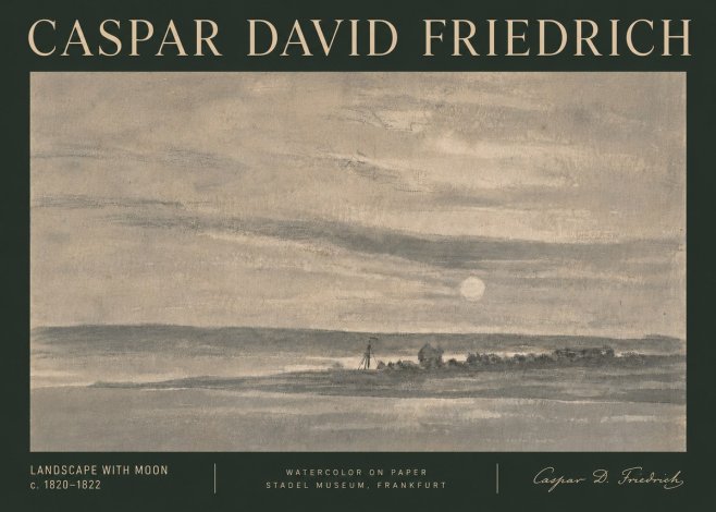 Caspar David Friedrich Landscape with Moon No6 - Juliste