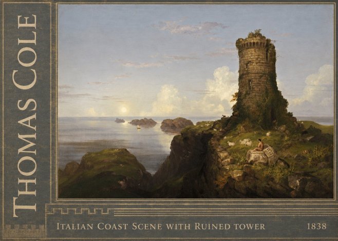 Thomas Cole Italian Coast Scene with Ruined Tower II No2 - Juliste