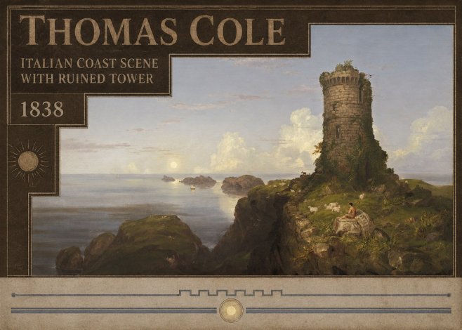 Thomas Cole Italian Coast Scene with Ruined Tower II No5 - Juliste