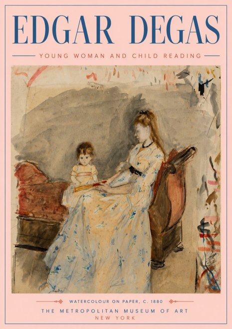 Edgar Degas Young Woman and Child Reading No5 - Juliste