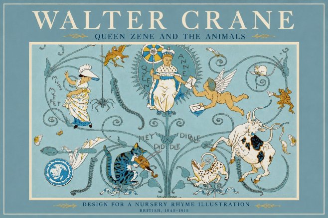 Walter Crane Queen Zene and the Animals No2 - Juliste