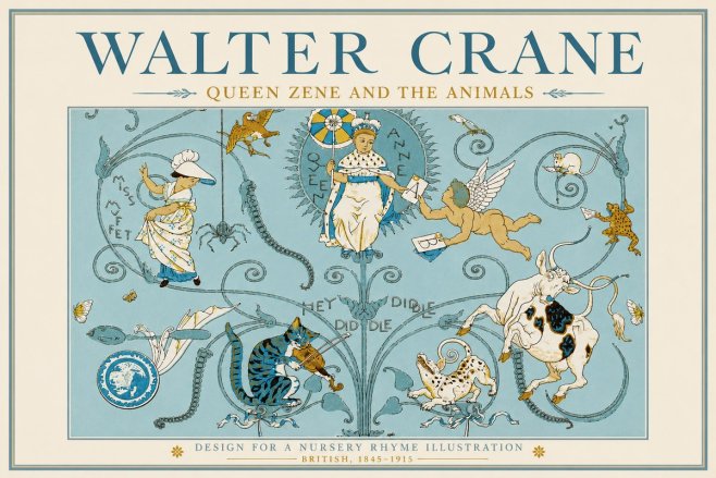 Walter Crane Queen Zene and the Animals No3 - Juliste
