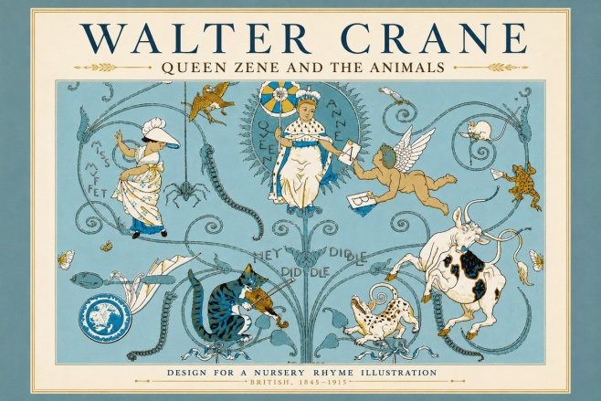 Walter Crane Queen Zene and the Animals No5 - Juliste