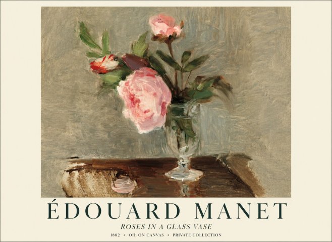 Édouard Manet Roses in a Glass Vase No1 - Juliste