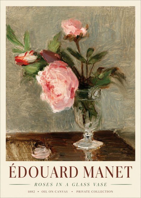 Édouard Manet Roses in a Glass Vase No4 - Juliste