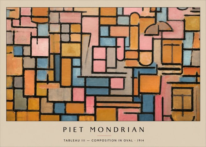 Piet Mondrian Tableau Iii — Composition in Oval No3 - Juliste