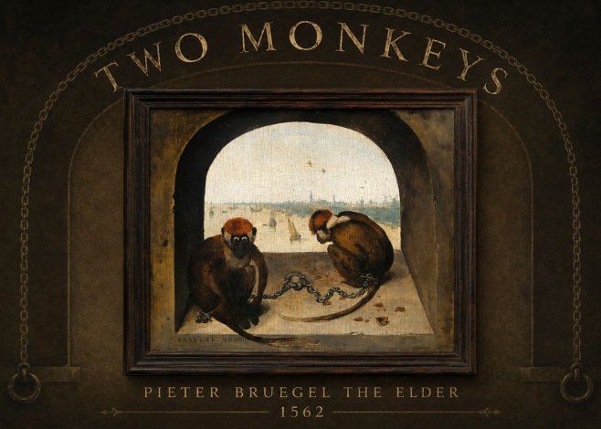 Pieter Bruegel Two Monkeys III No2 - Juliste