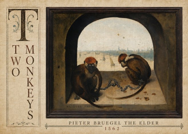 Pieter Bruegel Two Monkeys III No3 - Juliste