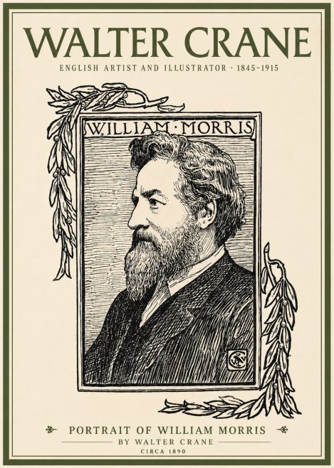 Walter Crane Portrait of William Morris No2 - Juliste