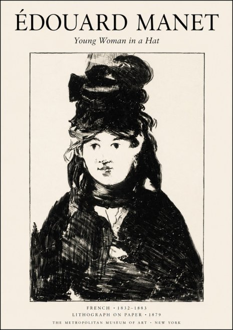 Édouard Manet Young Woman in a Hat II No1 - Juliste