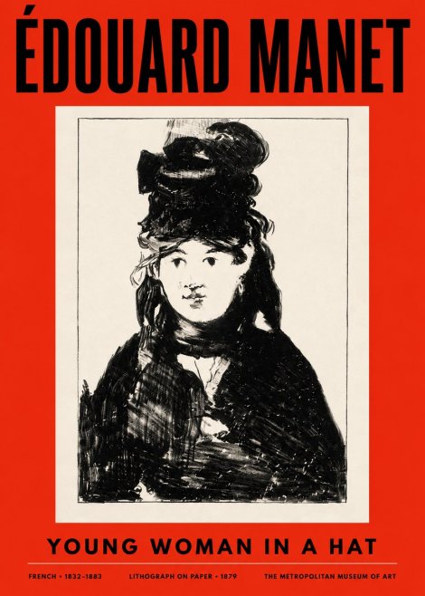 Édouard Manet Young Woman in a Hat II No2 - Juliste