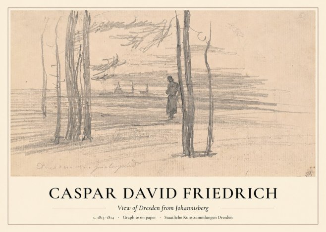 Caspar David Friedrich View of Dresden from Johannisberg No1 - Juliste