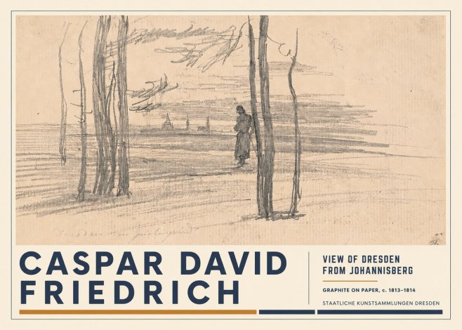 Caspar David Friedrich View of Dresden from Johannisberg No3 - Juliste
