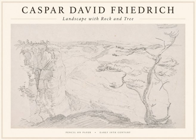 Caspar David Friedrich Landscape with Rocks and a Tree No4 - Juliste