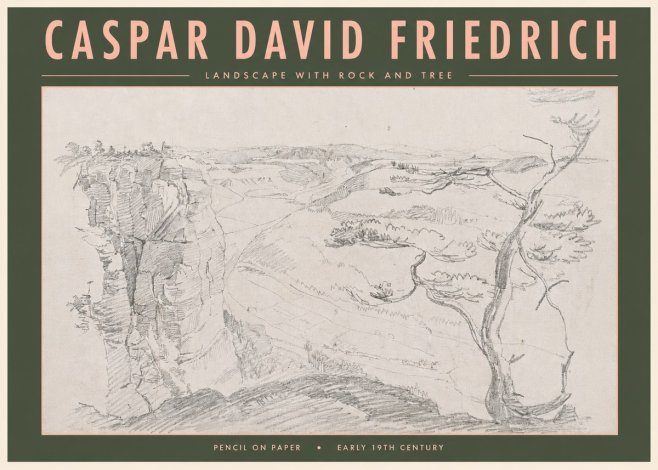 Caspar David Friedrich Landscape with Rocks and a Tree No5 - Juliste