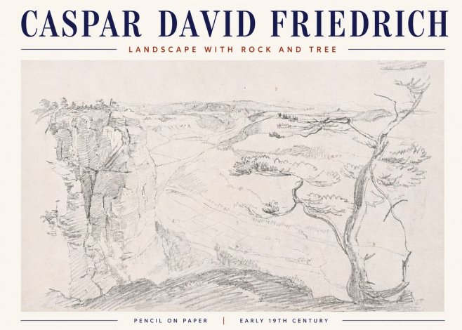 Caspar David Friedrich Landscape with Rocks and a Tree No6 - Juliste
