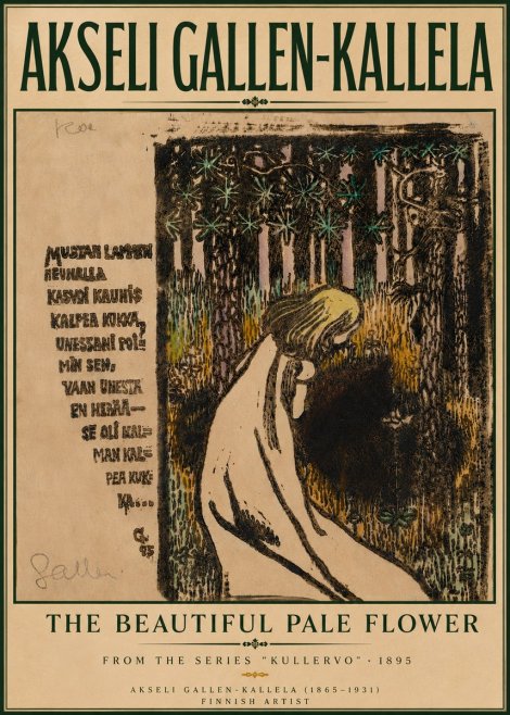 Akseli Gallen-Kallela The Beautiful Pale Flower No6 - Juliste